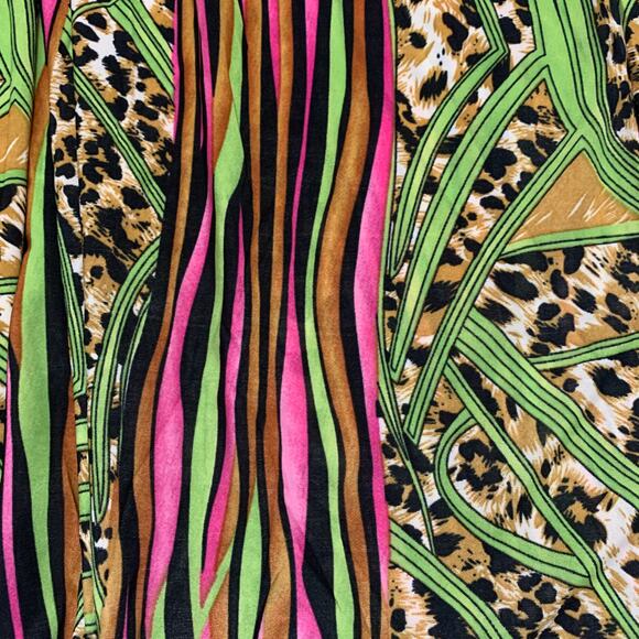 Colorful Animal Print Striped Halter Top High Low Midi Dress XL (fits small) - Picture 4 of 6